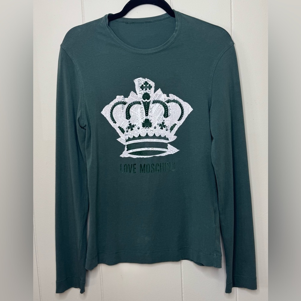 Love Moschino Graphic Crown Long Sleeve Tee Small*